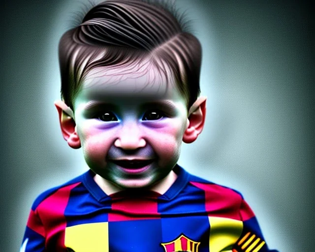 Lionel Messi as a baby, baby face portrait, smile, 8k resolution