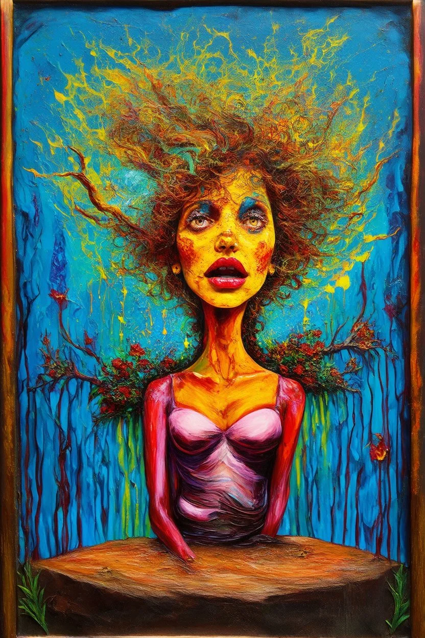 incitement to hubris; a neo-surrealistic, expressionistic lowbrow statement piece
