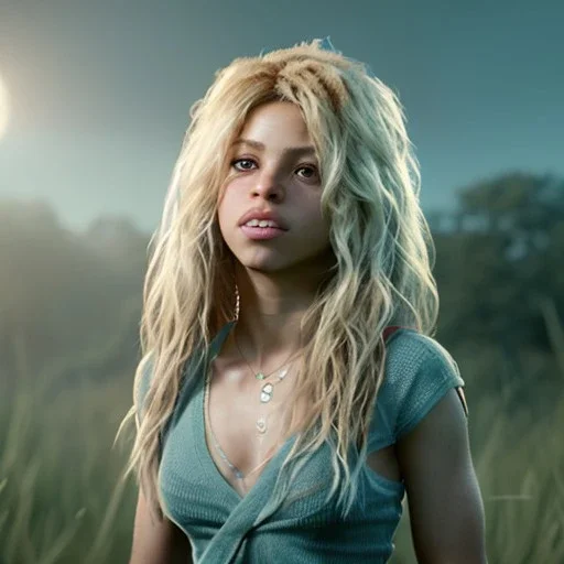 Shakira, artist, Realistic image, waist up portrait. perfect eyes, glow, circle iris. concept art, smooth, unreal engine 5, god lights, ray tracing, RTX, lumen lighting, ultra detail, volumetric lighting, 3d, finely drawn, high definition, 4k.