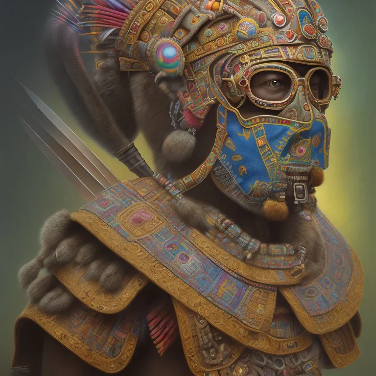 Inca warrior, aztec, rich deep colors masterpiece, sMartin Wittfooth, Luigi Spano, Mandy Jurgens, stellar photography, No skin, muscles showing, flesh, human face anatomy, Close-up, Portrait, Photorealism, crumbles into pieces, Melancholie, Lumen Reflections, Photojournalism, , rich details, ultra-HD