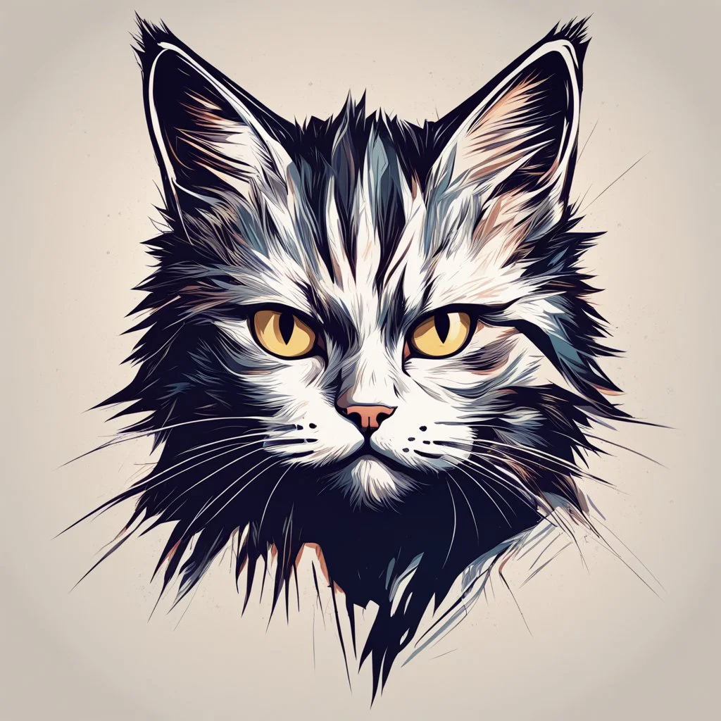 Cat Quickdraw Maven in Vector spiked art style