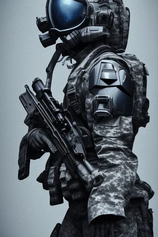 All Black American soldier, high tech skull special forces helmet, navy seals soldier, shiny platinum, white smoke, dark, rage, sorrow, high definition, ultra 8 k, volumetric lighting, blue fire, fog