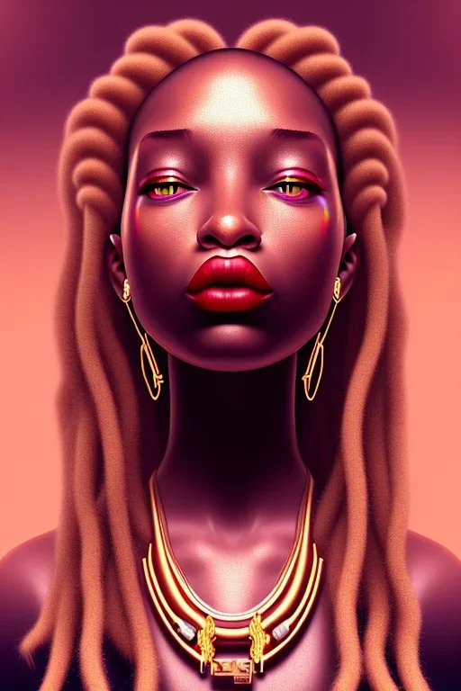 Little Simz, grown woman, dreadlocks, gold jewelry, gold eyeshadow