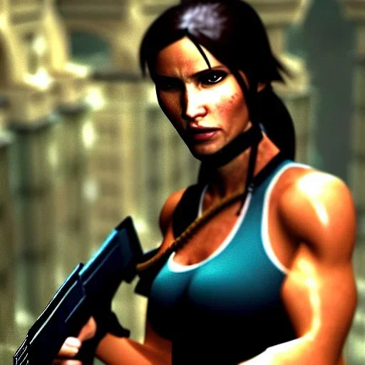 lara croft looking at me selaciously