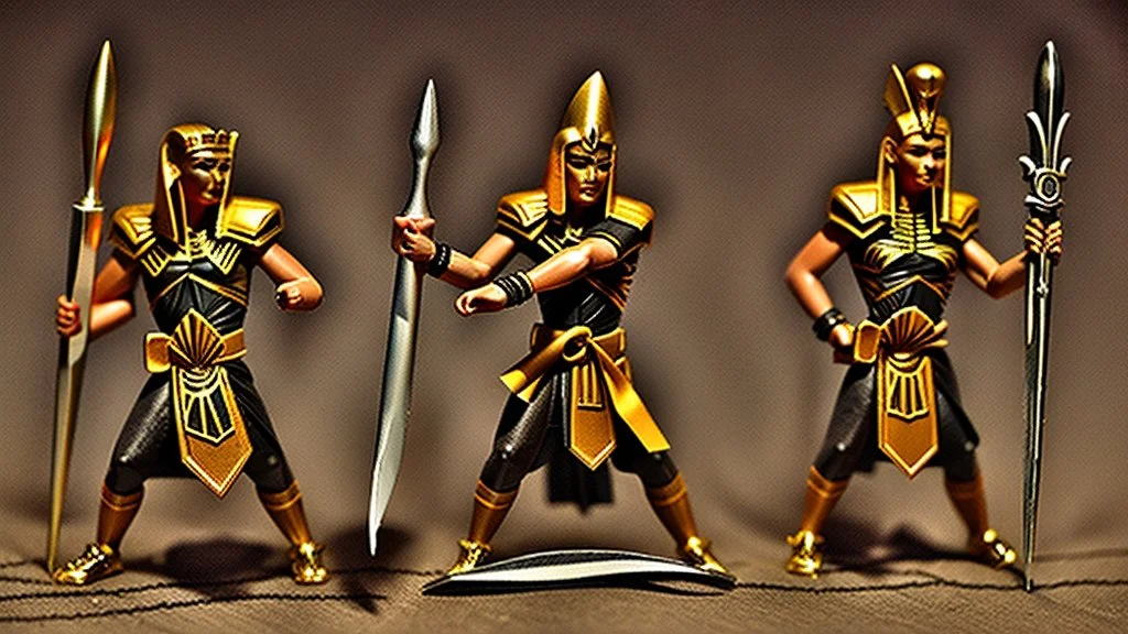 Pharaoh soldiers tear open leather bags with knives and take them out