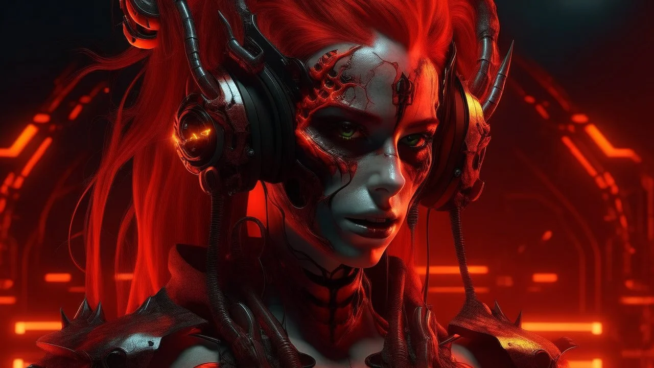 4k full realism full details logo demon femme cyberpunk firestarter hardrock emission radio