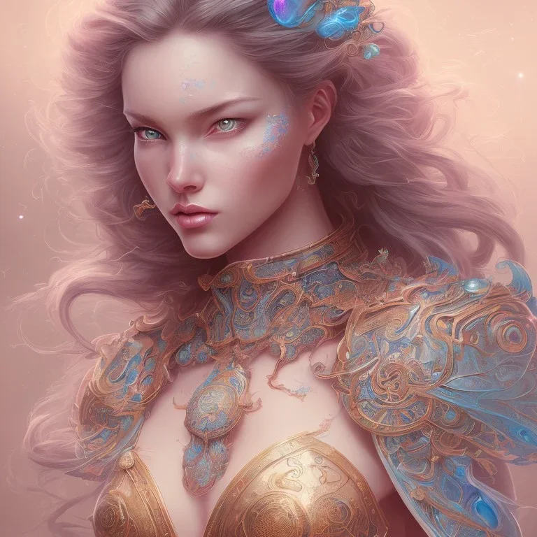 fantasy magic, intricate, sharp focus, illustration, highly detailed, digital painting, concept art, artgerm and paul lewin and kehinde wiley, masterpiece sexy lips with a smile Celtic lady body flowers lady outer space pretty, pink blue