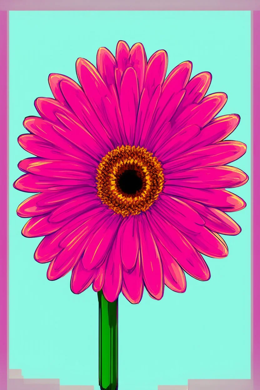 Stylized geometrical interpretation of a Pink Gerber Daisy; Cubism