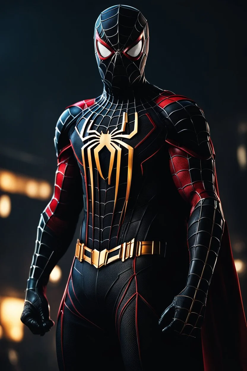 Spiderman in a bird, super suit with spikes on his arms and shoulders, hdr, (intricate details, hyperdetailed:1.16), piercing look, cinematic, intense, cinematic composition, cinematic lighting, color grading, focused, (dark background:1.1) by. Addie digi