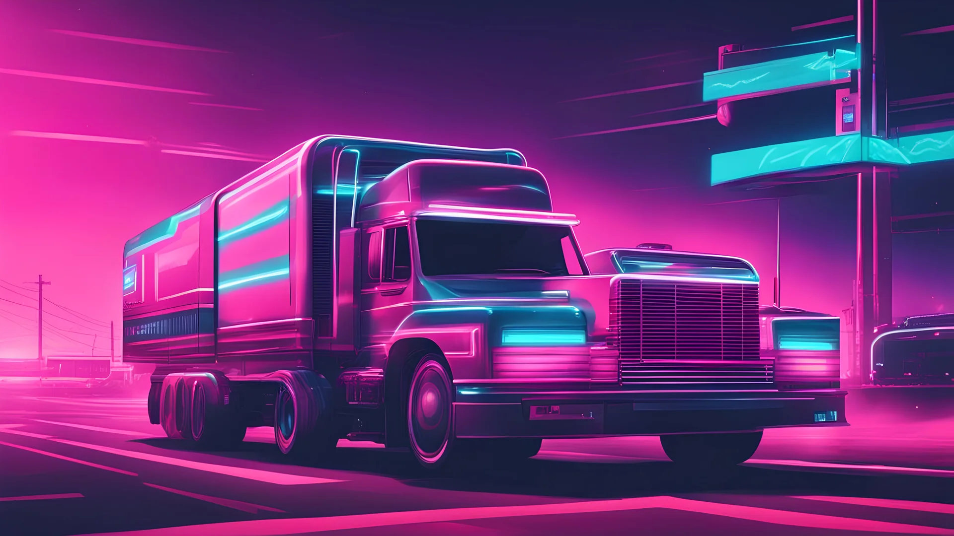 80's synthwave retro cool trucking