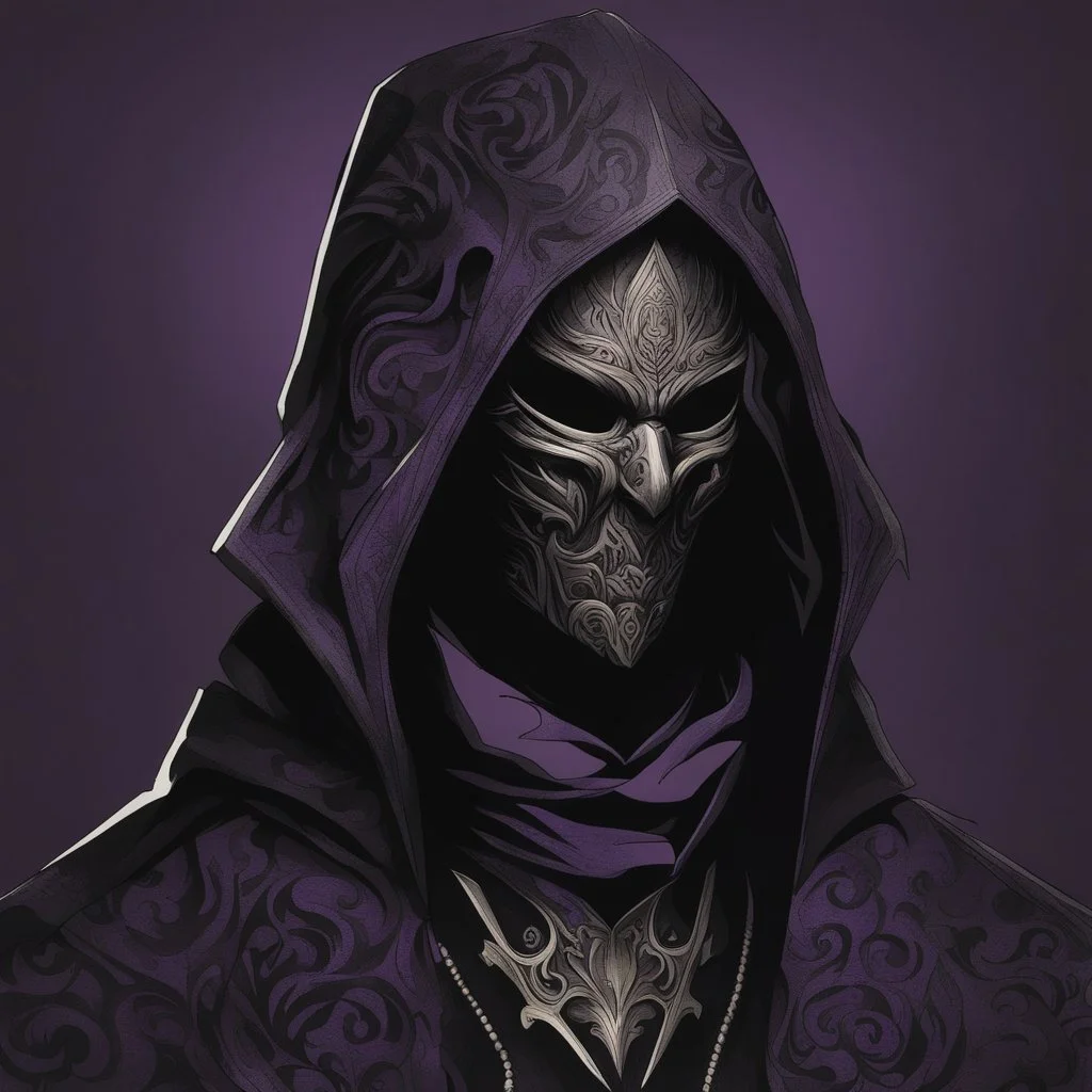 Warlock, black mask with ash purple patterns, blac... | Gallery