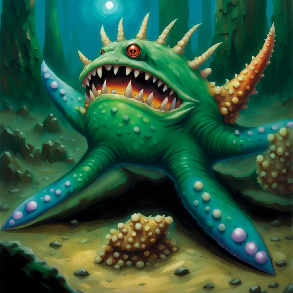 fantasy 90's tcg starfish creature artwork