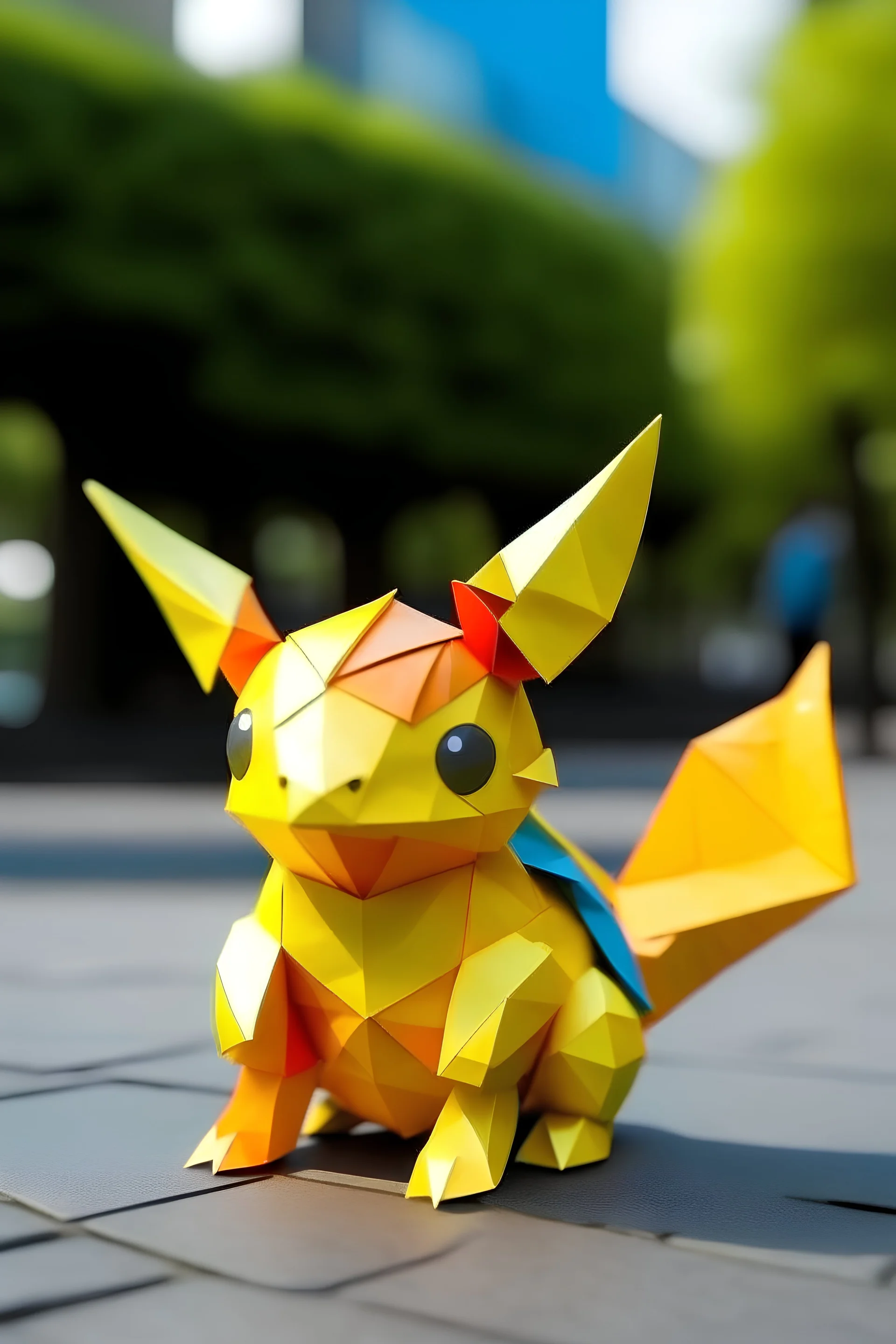 an origami pokemon in a real world