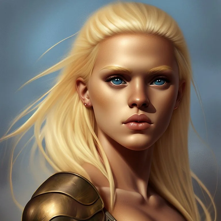 Portrait of a beautiful blonde warrior