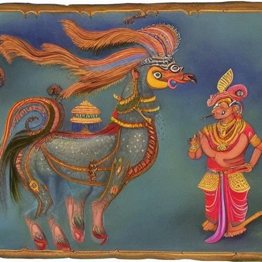 indian yali mythical creature painting