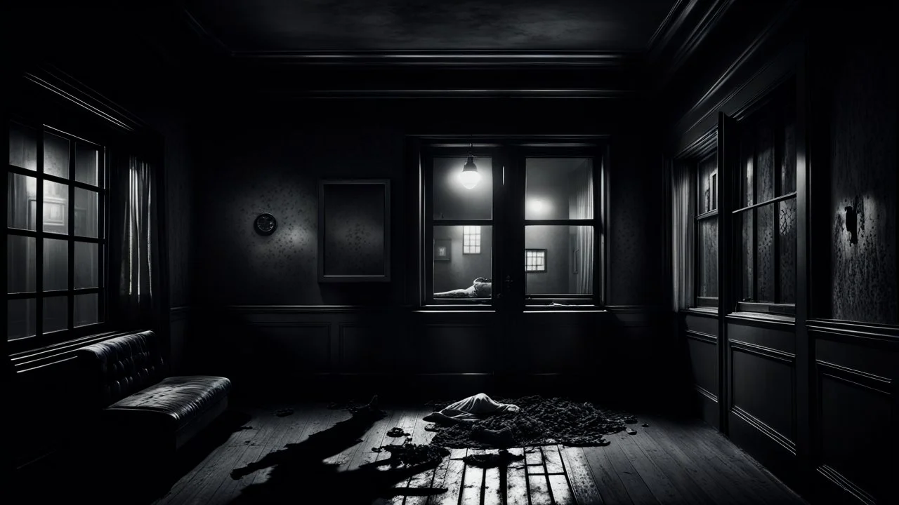 How could someone living on the second floor understand the misery of the one on the ground floor? high contrast, detailed, dark , noir, thriller, deep dark colors, gloomy, cinematic