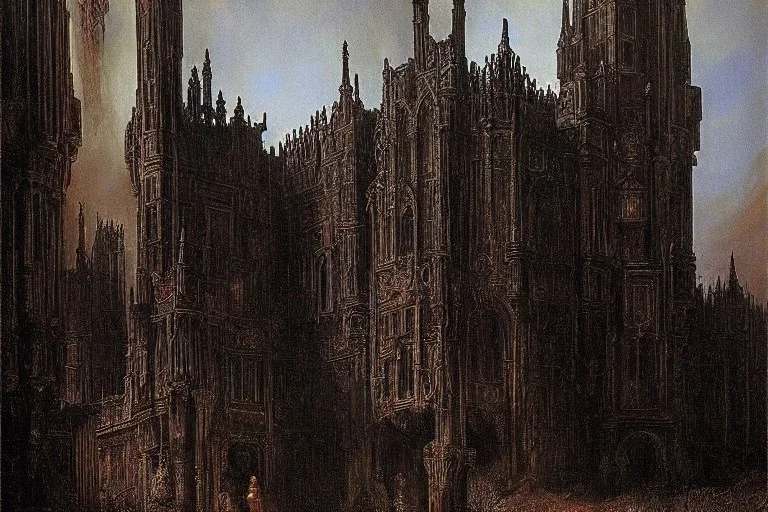 Cyberpunk gothic castle by Rembrandt