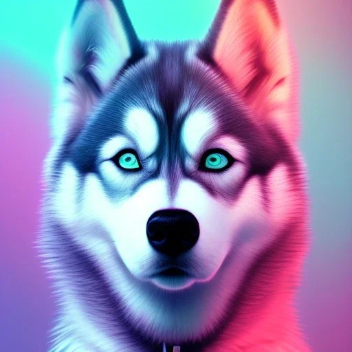 Husky, neon pink eyes, 8K, cinematic lighting, sharp focus, masterpiece, expert