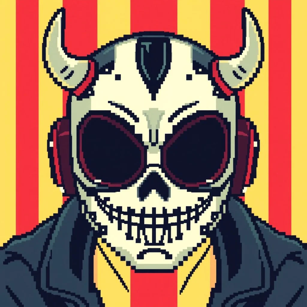 8 bit pixelart cyberpunk,Hannya-Maske, Comic style