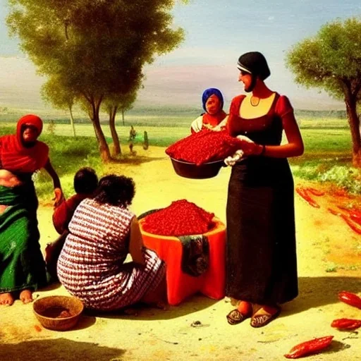 the lady giving a jar of ajvar to gypsies, modern setting