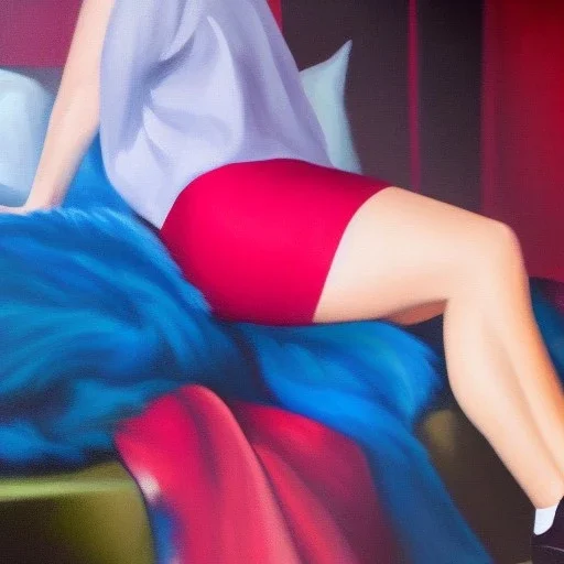 Full body portrait, painting, medium shot lady woolitize legs