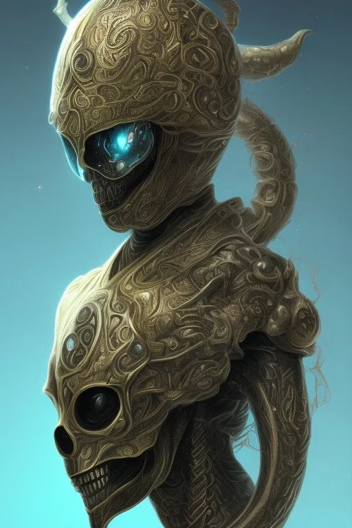 black male African alien, cracks in the head, wicked, Asian eyes, crown, blood, 8k, finely detailed, photo realistic, Boris Vallejo style turquoise skull head gold dragon space alien rain skeleton gold tooth silver helmet silver space suit spaceships