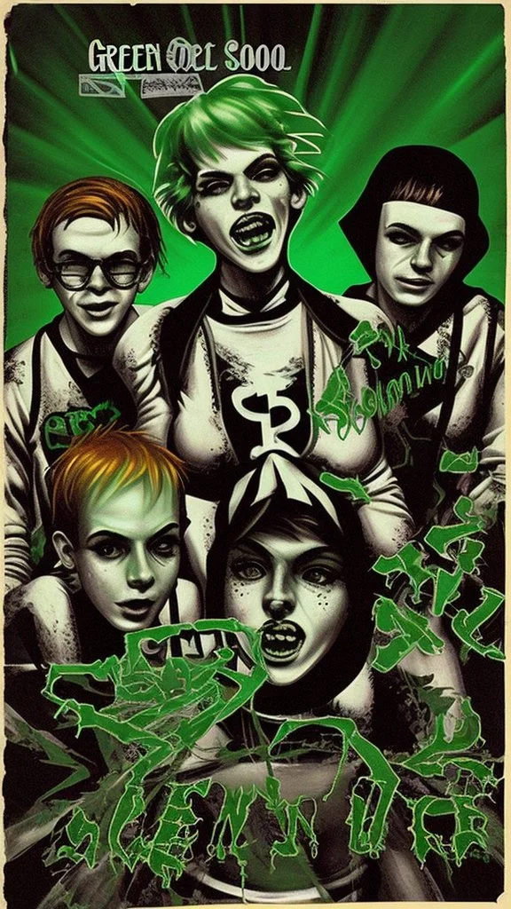 green old scool hardcore punk flyer