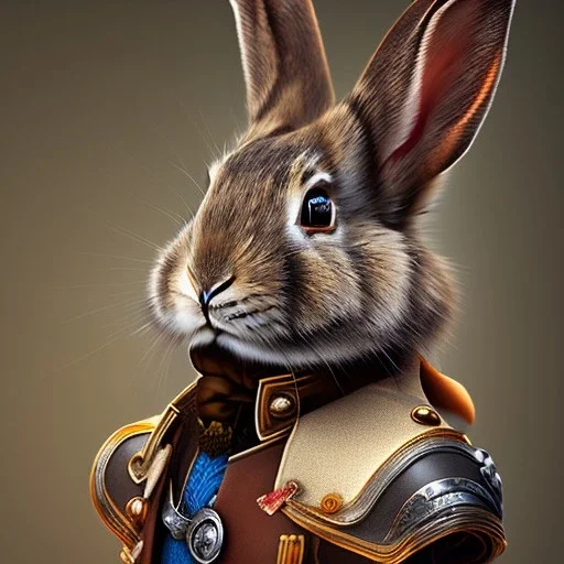 portrait of a steampunk rabbit, extremely detailed, UHD, 8k,The close-up camera effect,sharp focus,perfect, background forest,position,hyperphotorealistic