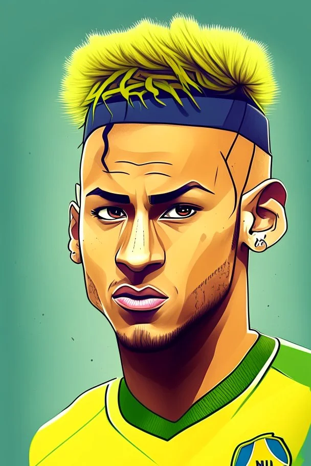 Neymar Brazilian soccer player cartoon 2d