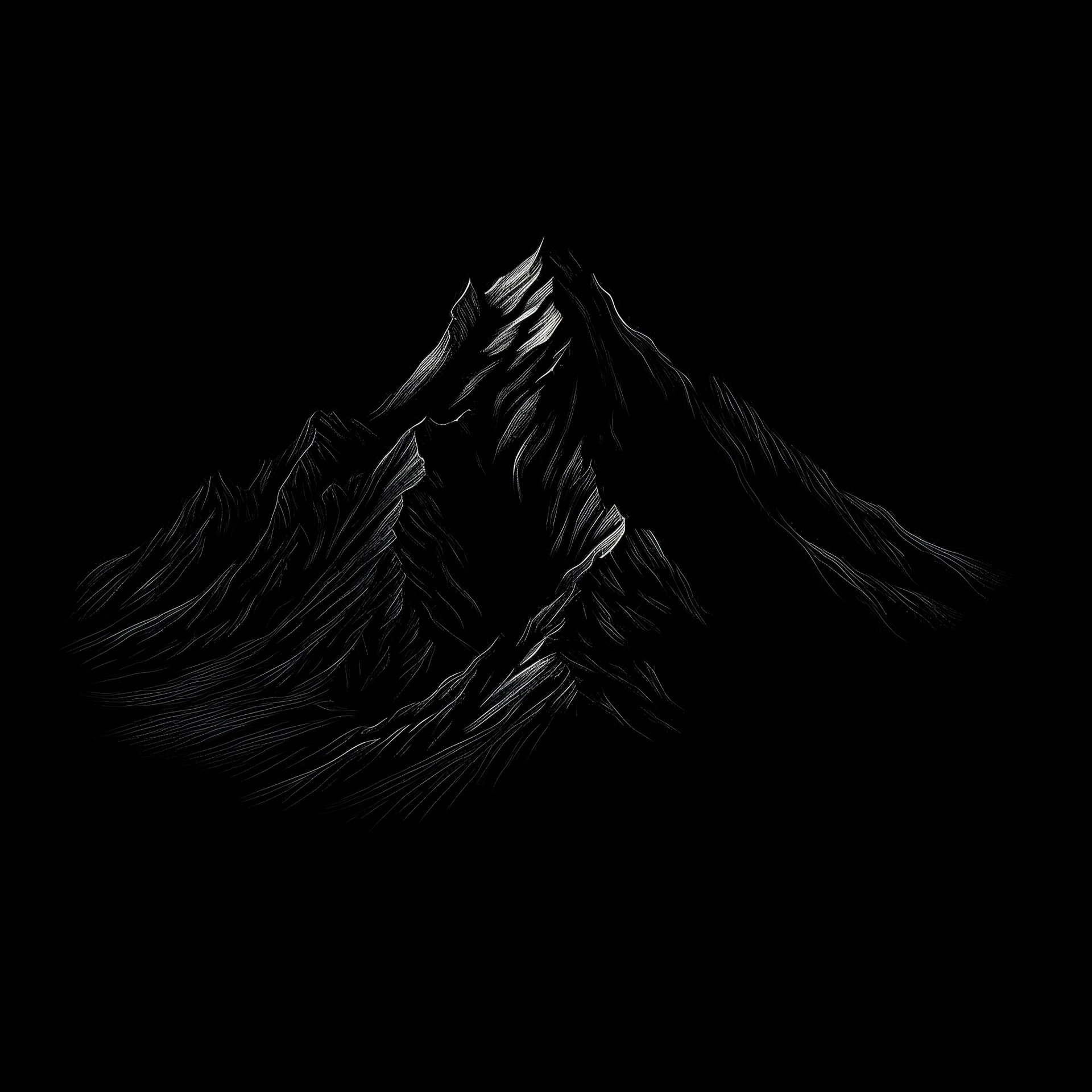 draw a black mountian with black background