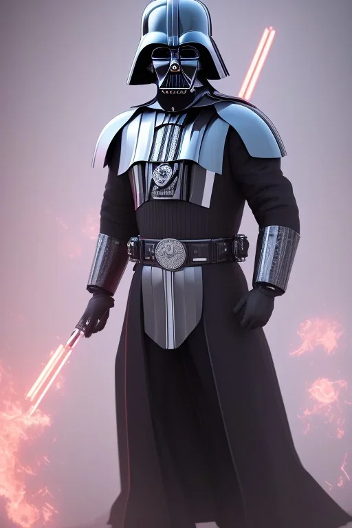 Darkvader outfit, high definition, ultra 8 k, volumetric lighting, blue fire, fog