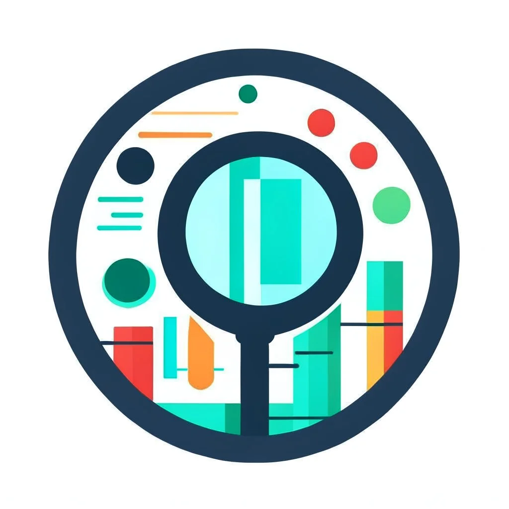 round svg logo charts magnifier healthcare