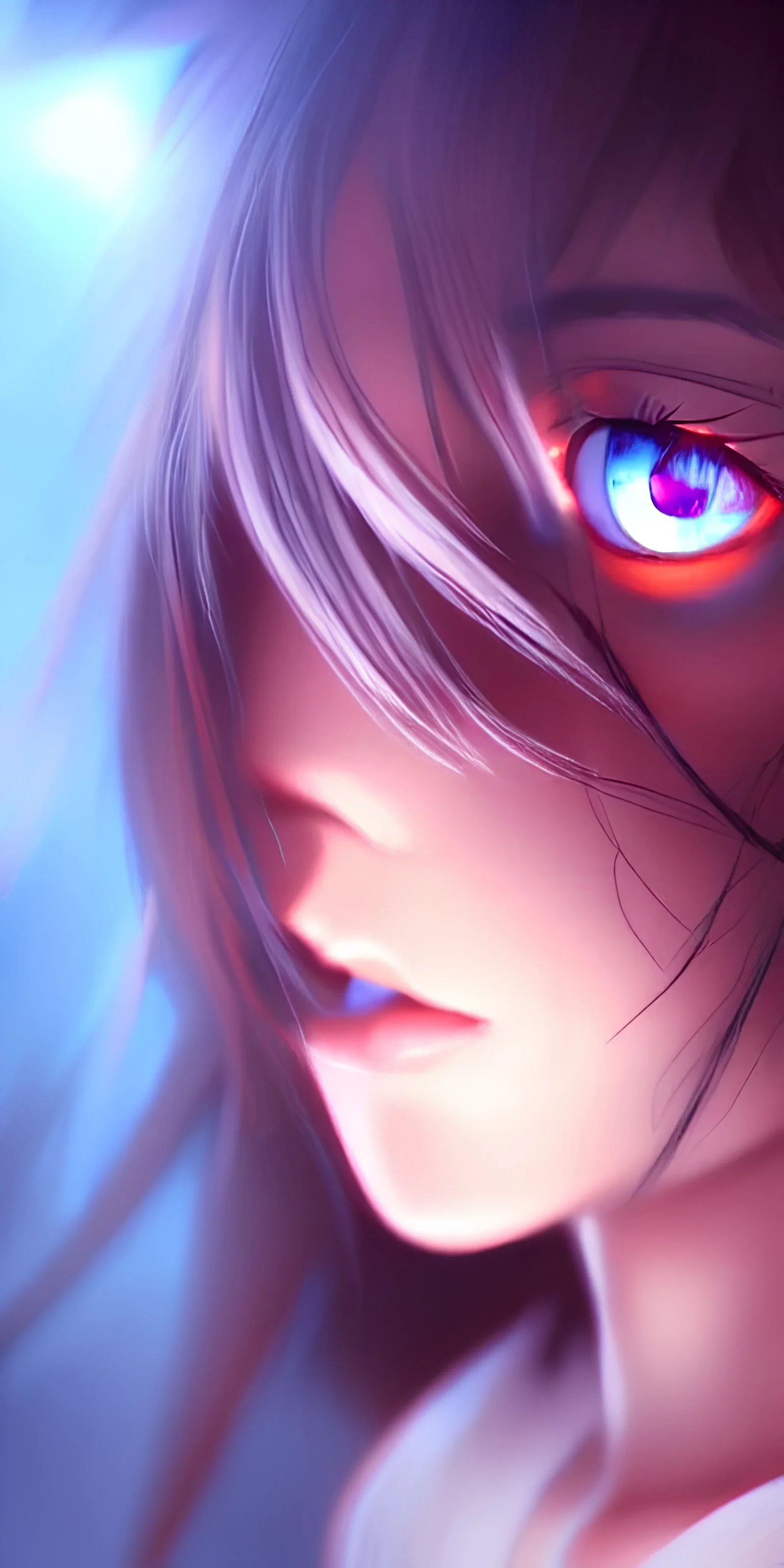 Anime girl, tyndall effect, highly detailed, digital painting, fantasy painting, deviantart artstation, cinematic lighting, charming eyes 3D 16k Full UHD