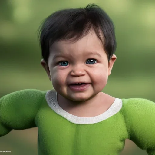 Hulk toddler, hyper realistic