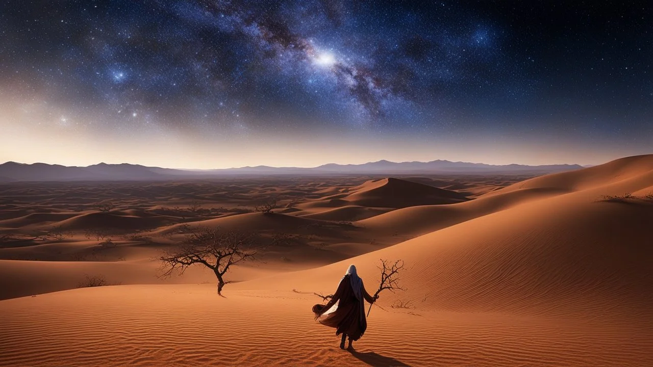 [in the desert] The sacred knowledge runs your mind in a torrent of visions and sensations. You see the birth and death of stars, the rise and fall of civilizations, the intricate dance of life and death that underlies all existence beyond the physical realm, connecting with the great cosmic web of life. The boundaries between your self and the universe dissolve, and you find yourself floating in a state of pure consciousness. You experience the thoughts and feelings of every living being on thi