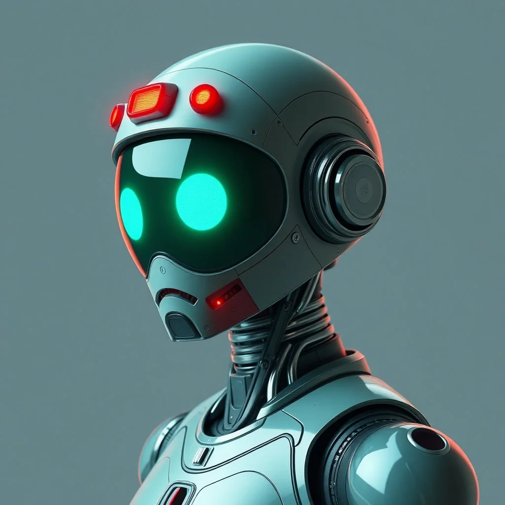 a retro-futuristic humanoid android, space age, dystopia, stylised, digital art, 3d render