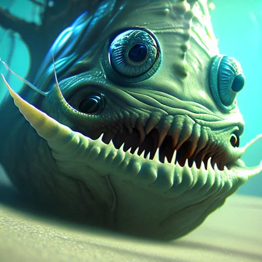 fluid ink angler fish creature, unreal engine 5, 8k resolution, photorealistic, ultra detailed