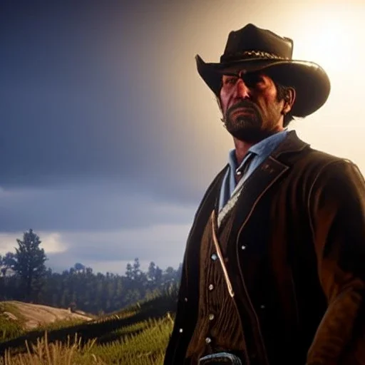 Ultra detailed fullbody Portrait in oil on canvas of Red Dead Redemption 2,extremely detailed digital painting,ultrarealistic skin,intense stare, extremely detailed face, crystal clear eyes, mystical colors ,perfectly centered image, perfect composition, rim light, beautiful lighting,masterpiece ,8k, stunning scene, raytracing, anatomically correct, in the style of Simon Bisley and Ohrai Noriyoshi and robert e howard and Steve Jung and Wizyakuza and uncannyknack.