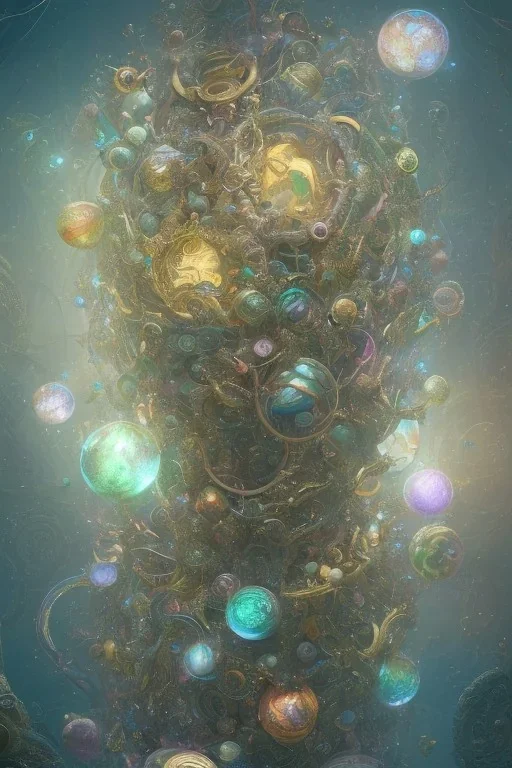 A tangle of whimsical glass snakes solving a huge porcelain puzzle floating in the air. by Huang Guangjian, Android Jones, Josephine Wall, Giotto Di Bondone, surrealism, epic cinematic brilliant pretty intricate deep color meticulously detailed dramatic atmospheric maximalist digital matte painting