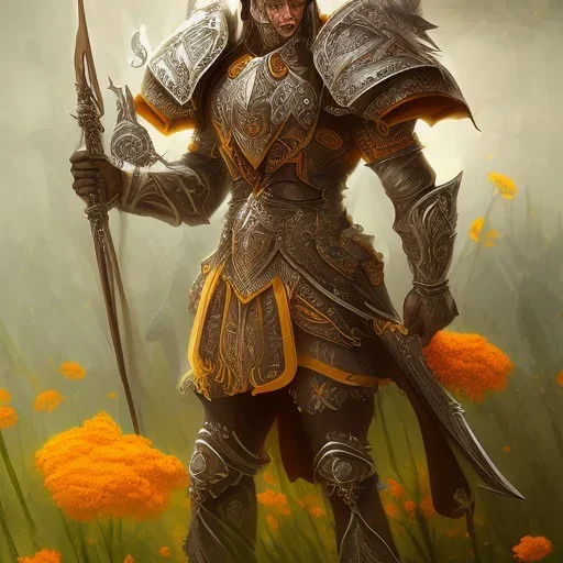 fantasy marigold flower warrior