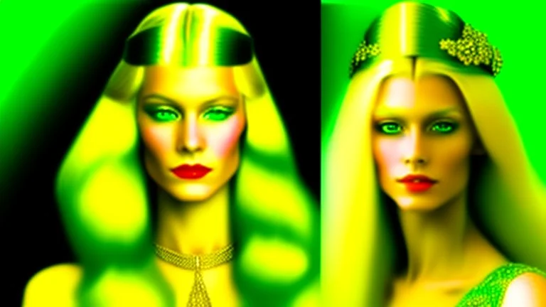 A woman who had green eyes and long blond hair that she wore in elaborate coiffures. Being known as someone at the height of fashion, prior to her disappearance, she favored wearing green and golden outfits to match her physical features.