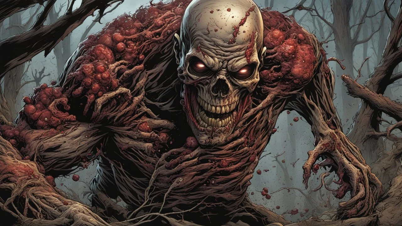 a rotting chield zombie. carnage. black mist in the eyes. armor fused to the skin. blood. broken bones. bleeding eyes. broken fangs. broken jaws. broken armor. gloves.intense horror. blind terror. scared to death. no weapons. no helmet. Mark Brooks and Dan Mumford, comic book art, perfect, smooth