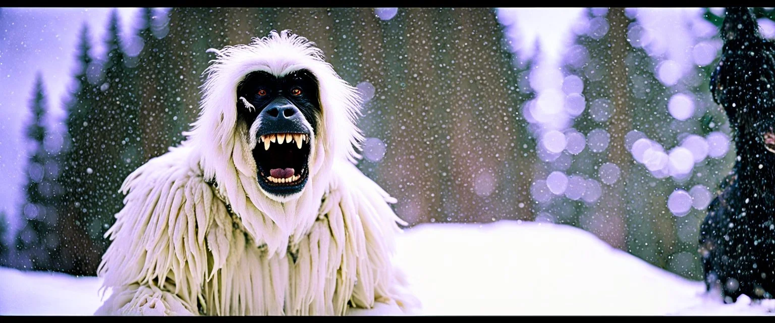 close up of a Yeti in documentary photography, August 1995, Yeti, Dystopian, Japanese, Extreme depth of field, bokeh blur, winter, blizzard, Alberta, all-natural, in the style of candid, imperfection, natural lighting, Professional shot, shot on Agfa, Fuji Film, Anamorphic lens --ar 4:5 --w 150 --style raw Wildfire, Smoke, burning, forest fire