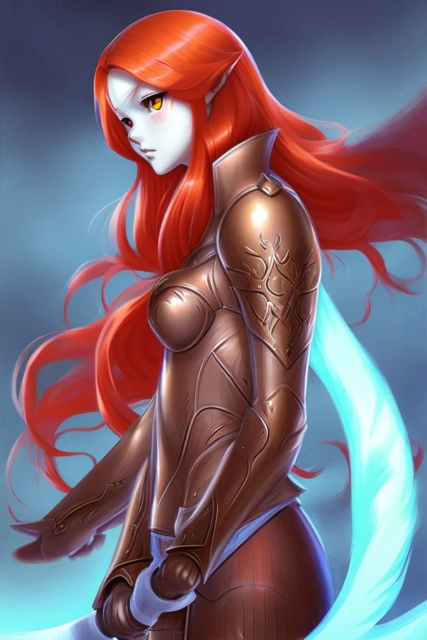 Teenaged Female Red haired kitsune paladin