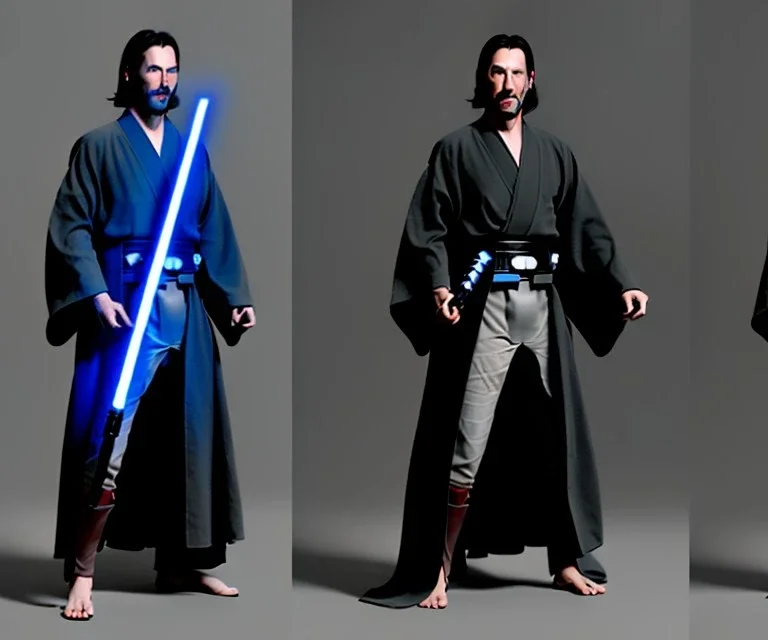 Star wars animation, Keanu reeves, samurai robe, holding lightsaber, hands, wrist gauntlets