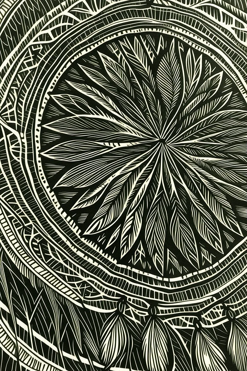 Linocut dreamcatcher