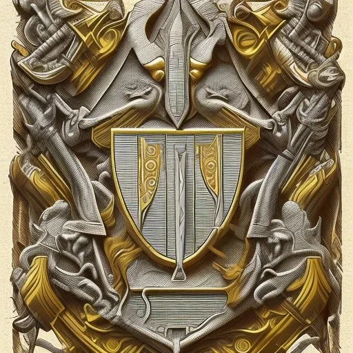 coat of arms of a troglodyte marble city in the moutains, very detailed