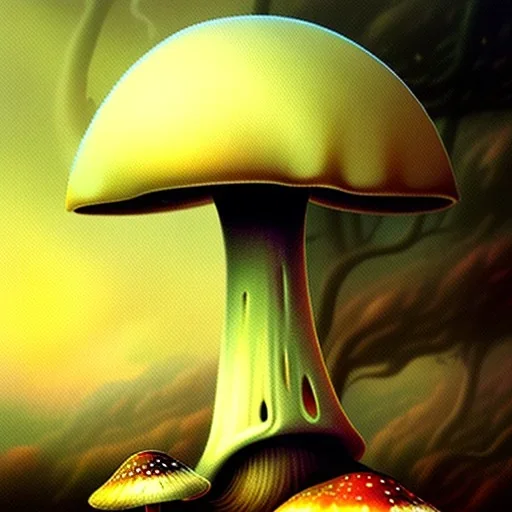 a painting of a mushroom lamp