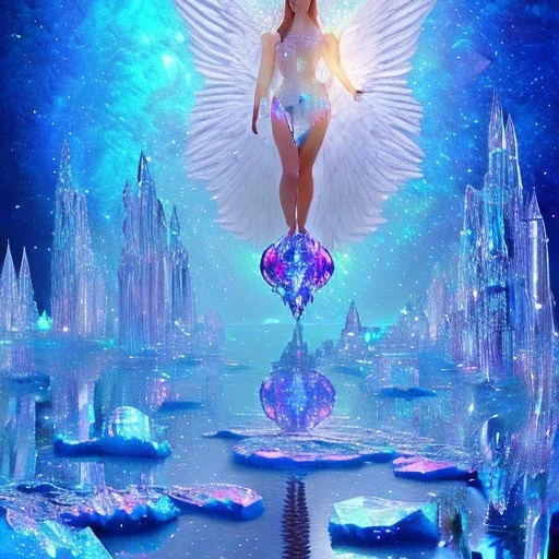 cristal angelic castle crystalline, blue,pink , cosmic, opalescent, gemstones, crystals, other worldly,water,bright, ice background, snow lake blue