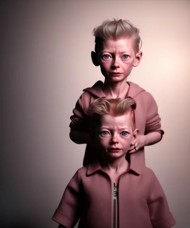 Tilda swinton toddler, full body, dramatic lighting, hyper realistic